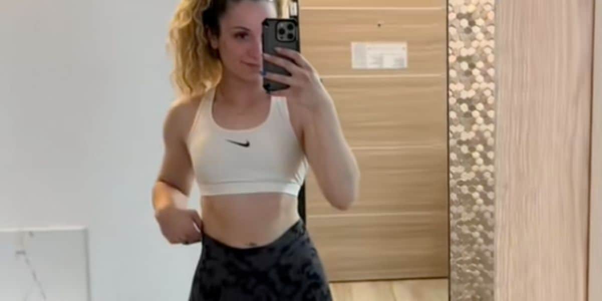 A woman in a sports bra that violated the Disney Dress code.