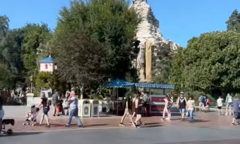 Sparse crowds in Fantasyland at Disneyland Park