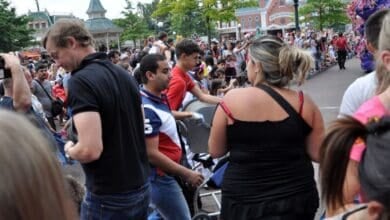 Disney Park crowds on Main Street USA at Disneyland Paris