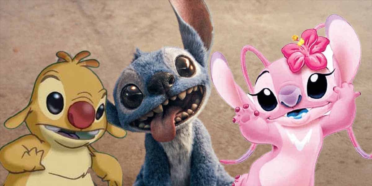 Three animated alien characters: a yellow one with a red nose, a blue one with big ears and tongue out, and a pink one with a flower on its head, all posing together against a plain background.