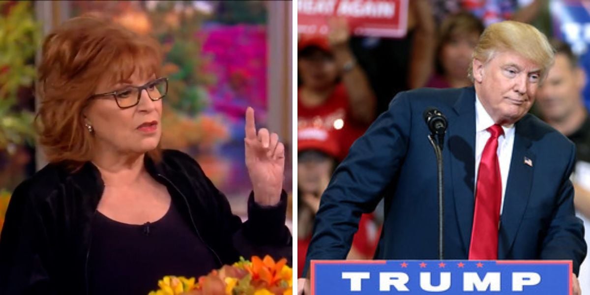 Split Image: (Left) Joy Behar on The View, (Right) Donald Trump