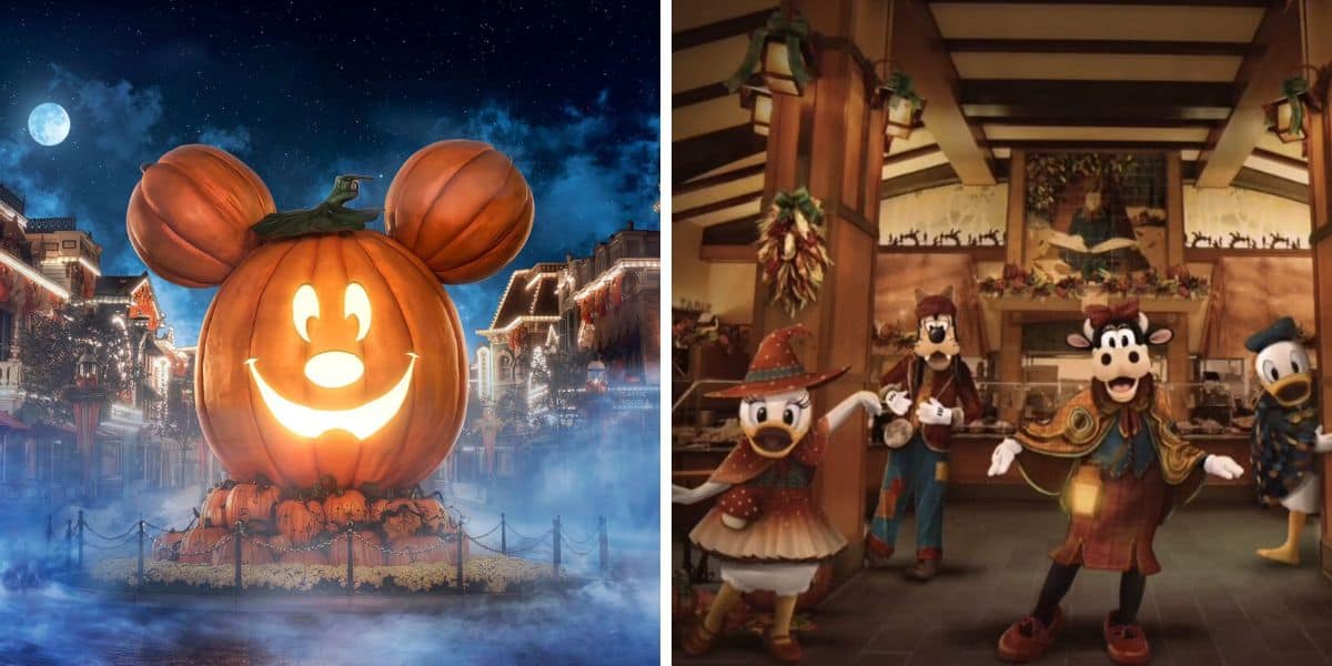(Left) Mickey Mouse Jack O’Lantern, (Right) Clarabelle's Enchanted Halloween Dinner Disneyland