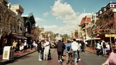 A sunny day on Main Street USA at Disneyland Park.