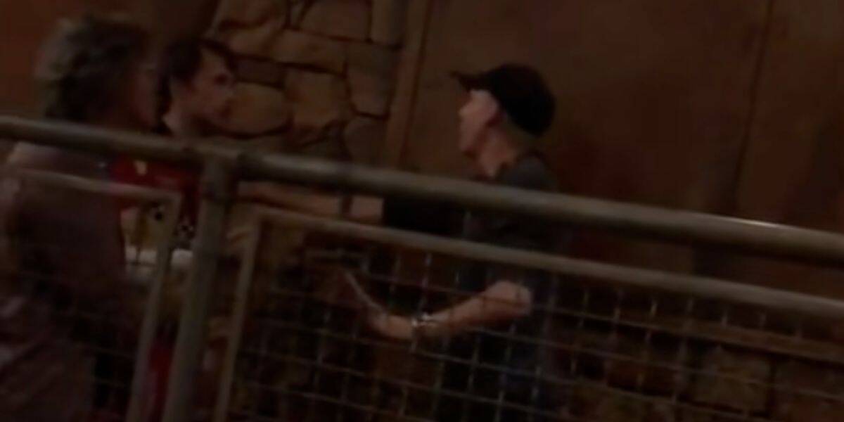 A man confronting cast members at Disneyland Resort because his family joined the Single Rider line and got separated.