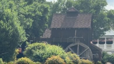 Construction crews on Tom Sawyer Island.