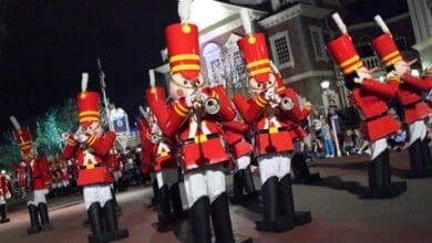 Toy soldiers in the parade at Mickey's Very Merry Christmas Party.
