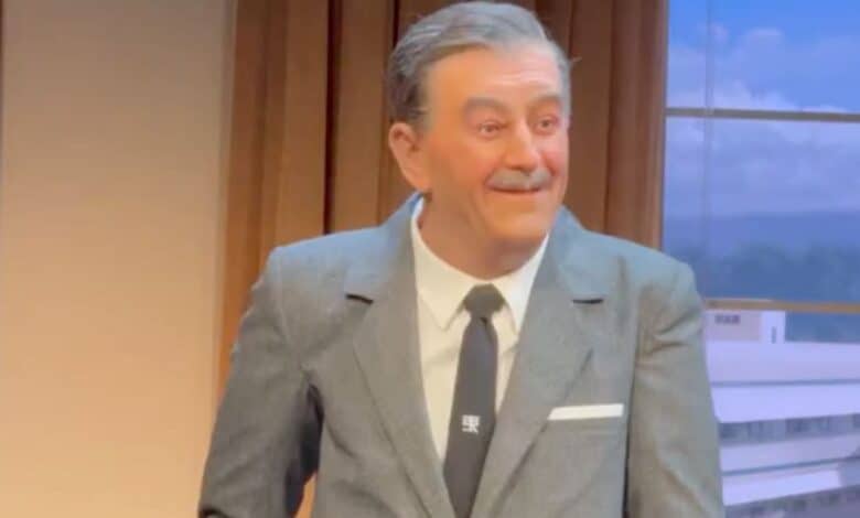 The Walt Disney animatronic smiling at Disneyland Park.