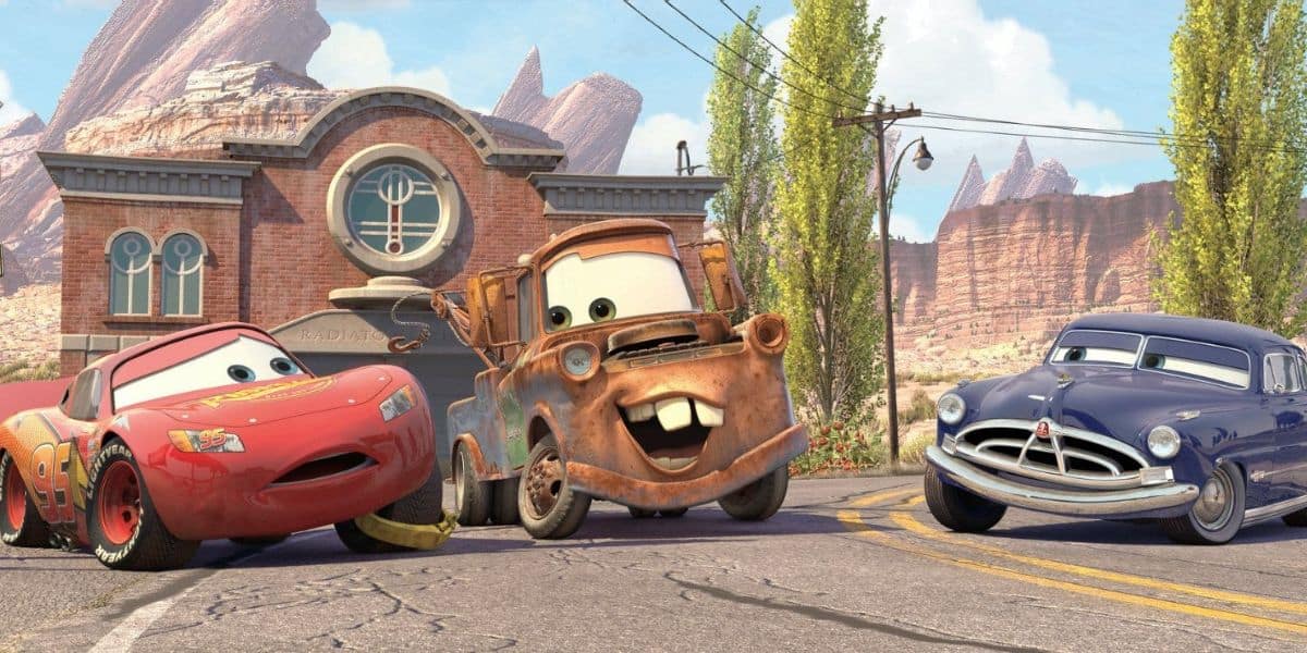 Lightning McQueen, Mater, and Doc Hudson in Cars