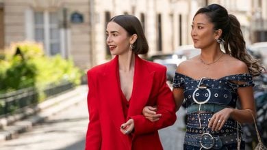Lily Collins as Emily Cooper and Ashley Park as Mindy Chen in Emily in Paris