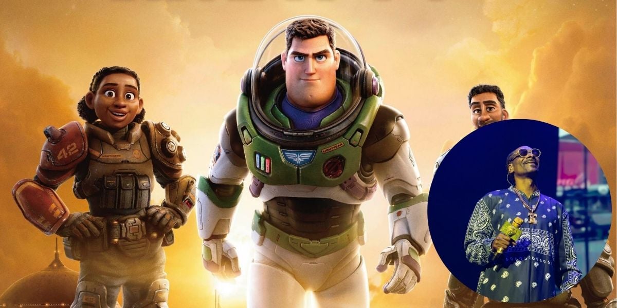 A scene from Lightyear with an insert of Snoop Dogg