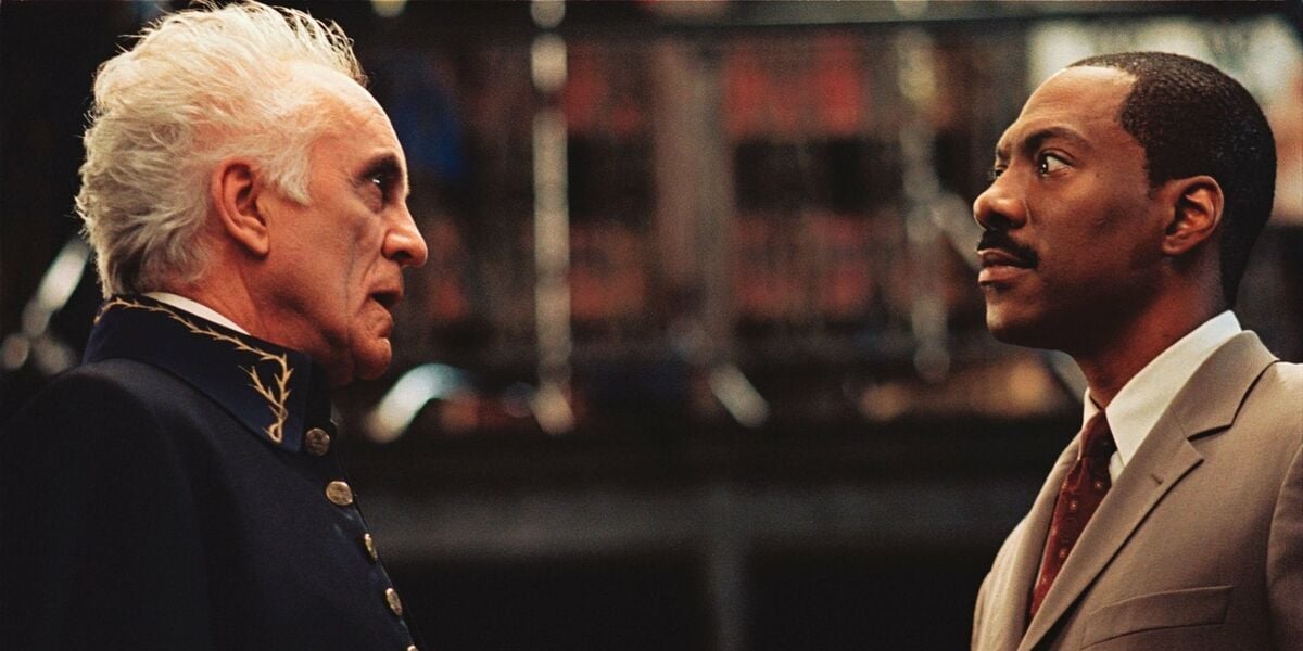 Terence Stamp and Eddie Murphy in Disney's The Haunted Mansion