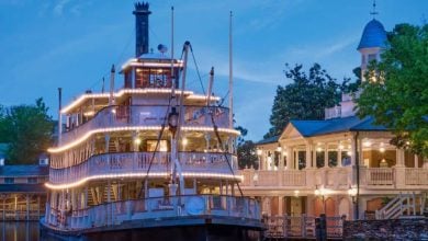 The Liberty Belle on the Rivers of America at night