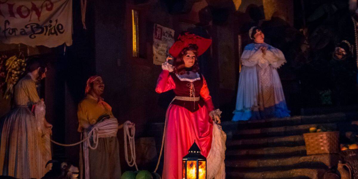 The old bride auction scene on the Pirates of the Caribbean ride
