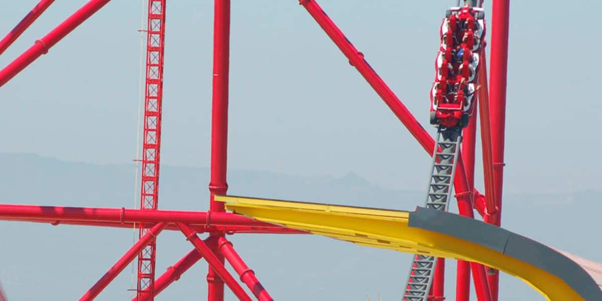 The Red Force roller coaster at Port Aventura World's Ferrari Land.