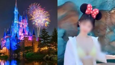 Cinderella Castle (left), a woman at Disney (right)