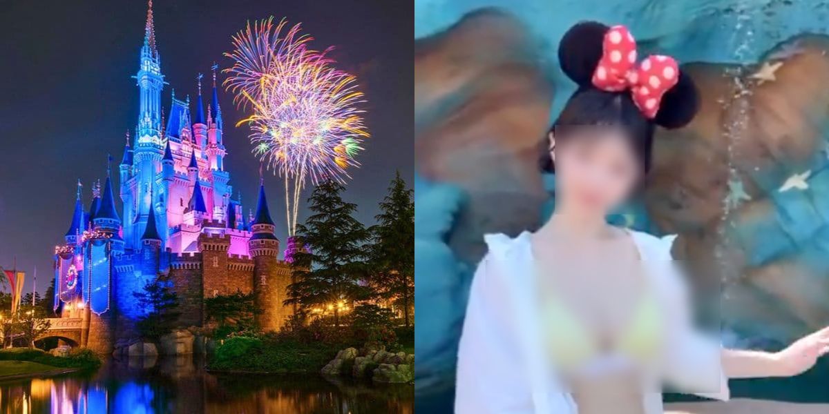 Cinderella Castle (left), a woman at Disney (right)