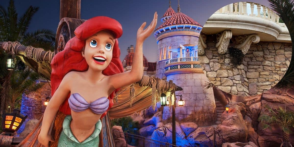Journey of the Little Mermaid in the Magic Kingdom with an insert of bees around the ride