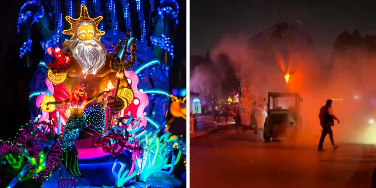 (Left) Paint the Night Parade Disneyland, (Right) Paint the Night Fire