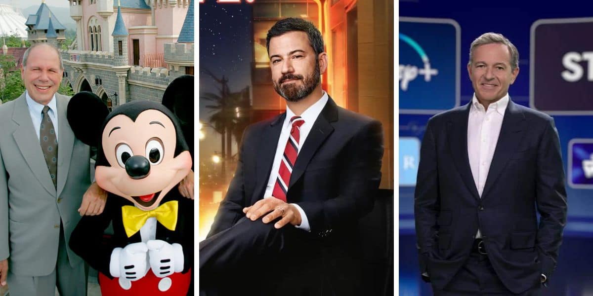 (Left) Michael Eisner, (Middle) Jimmy Kimmel, (Right) Bob Iger