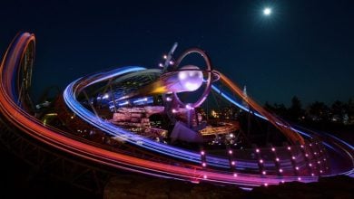 Stardust Racers at night Epic Universe