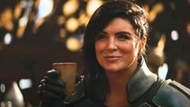 Cara Dune (Gina Carano) raising a cup in 'The Mandalorian'