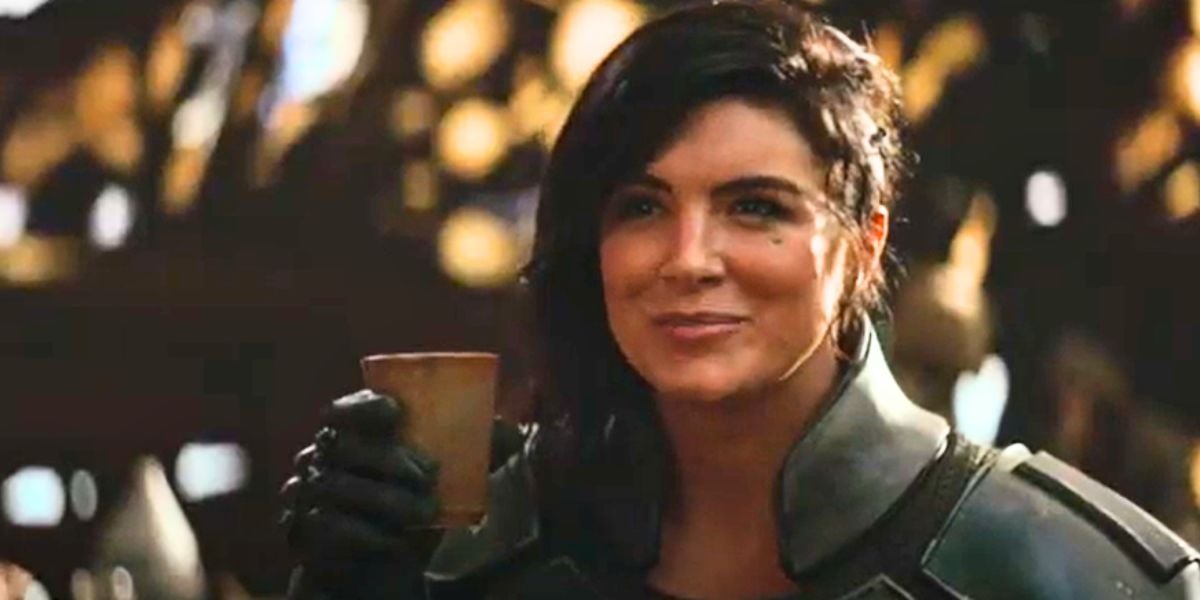Cara Dune (Gina Carano) raising a cup in 'The Mandalorian'