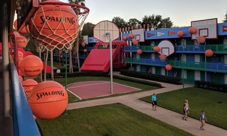The basketball-themed section of Disney's All-Star Sports Resort