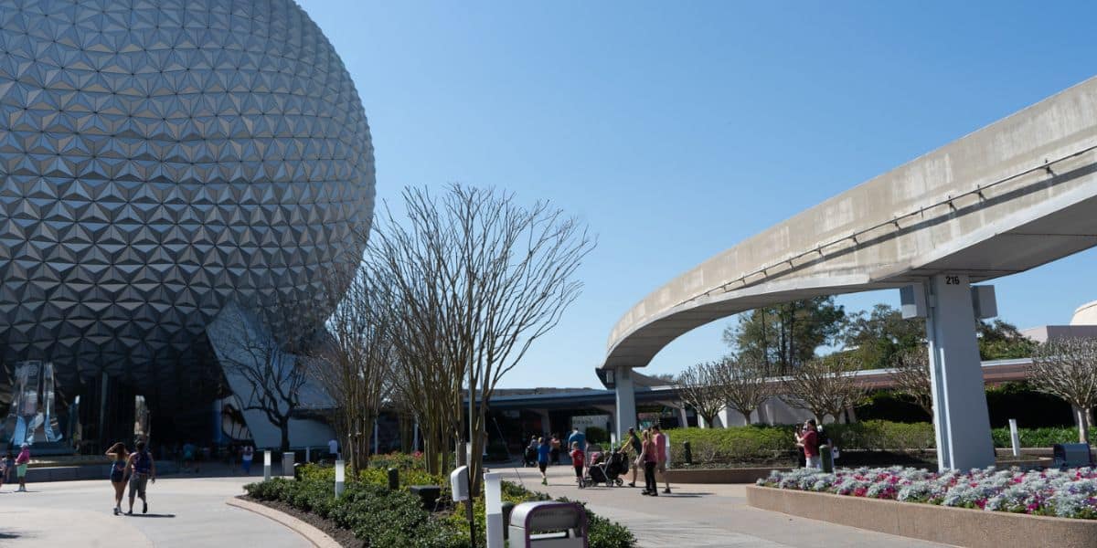 Visitors at the entrance to EPCOT