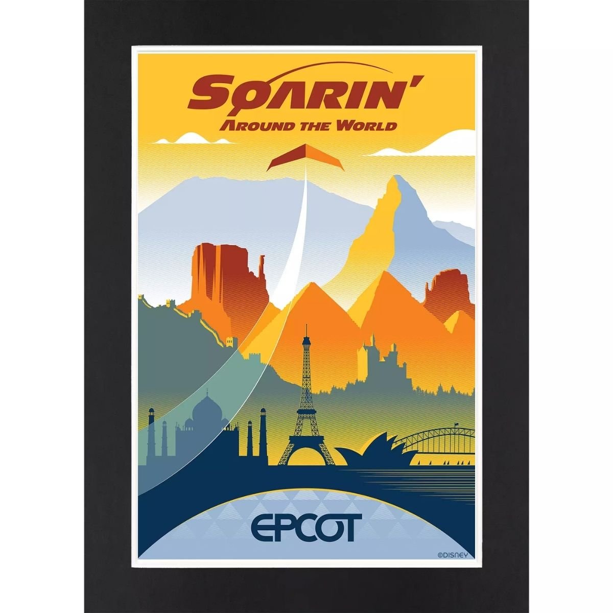 A colorful poster for "Soarin' Around the World" at EPCOT, available on the Disney Store site.