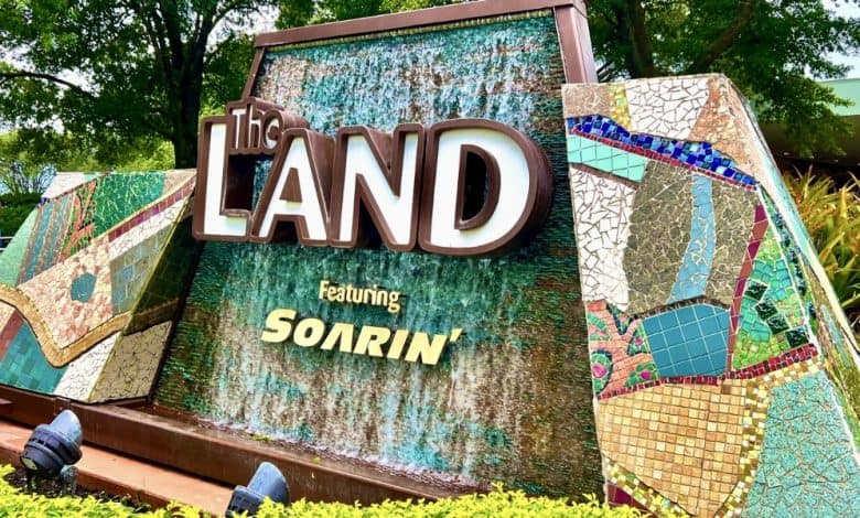 The Land sign at Disney World's EPCOT park. EPCOT ride from 1982 closure.