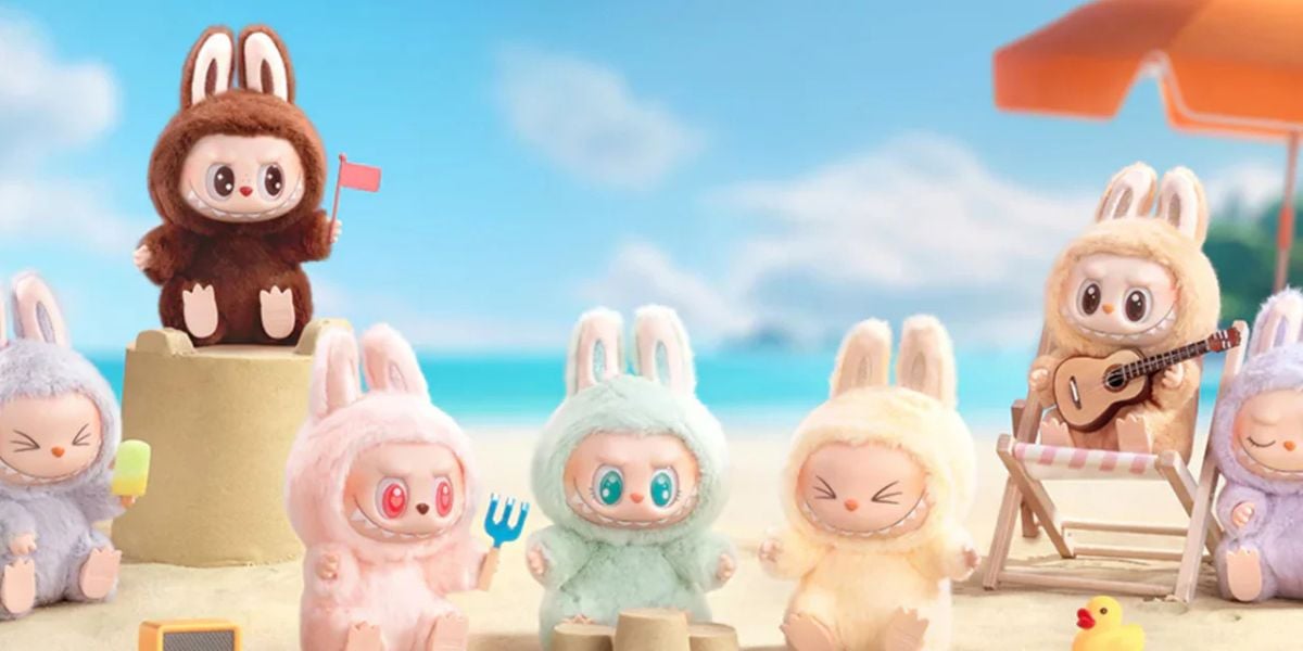 Labubu toys at the beach