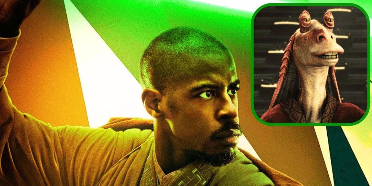 L to R: Ahmed Best as Kelleran Beq and Jar Jar Binks