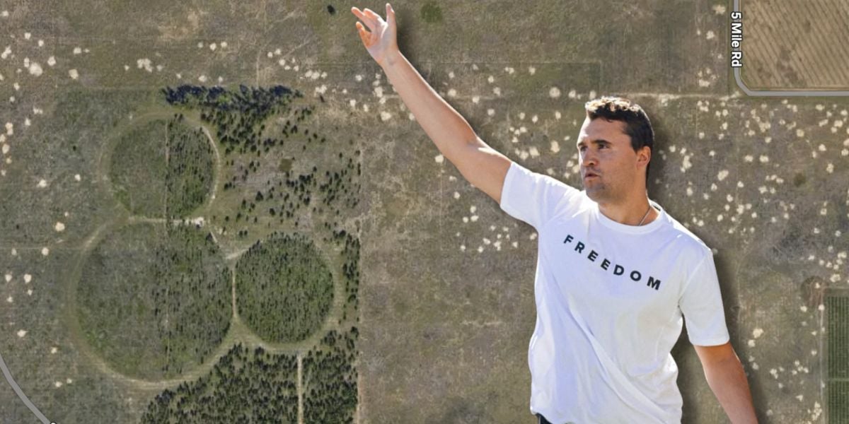 Charlie Kirk edited in front of the road near a Mickey Mouse Forest near Disney World that has been renamed in his honor.