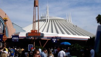 Crowds in front of Space Mountain at Magic Kingdom Park.