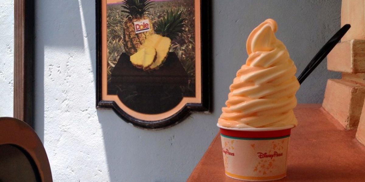 A Dole Whip swirl on a counter at Walt Disney World Resort.