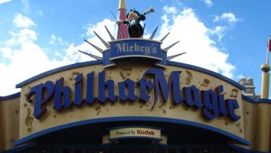 Sign for Mickey's PhilharMagic attraction at Magic Kingdom