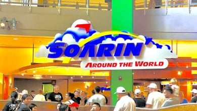 “Soarin’ Around the World” sign in Disney World's EPCOT park