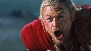 Chris Hemsworth as Thor, shouting "No!"