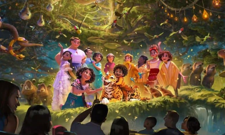 concept art for 'Encanto' ride at Animal Kingdom's Tropical Americas land