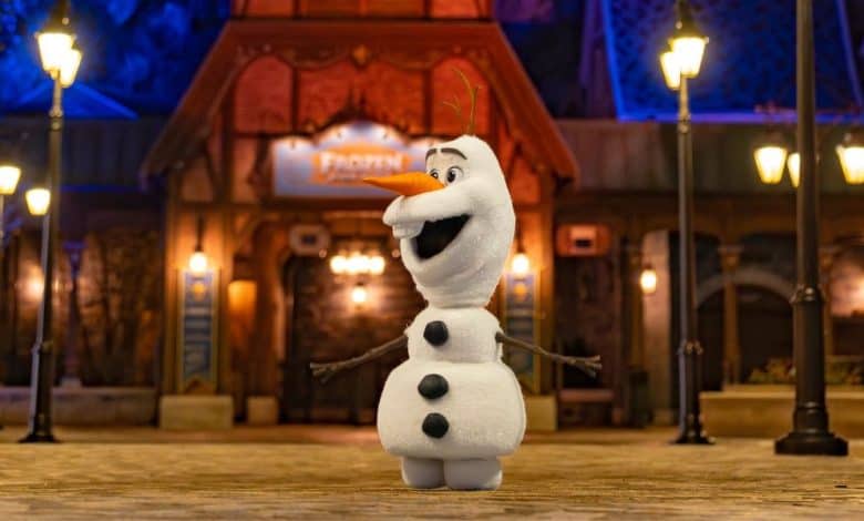 World of Frozen at Disney Adventure World in Disneyland Paris during its first Christmas season.