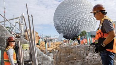 Walt Disney Imagineers on the World Celebration construction site at EPCOT