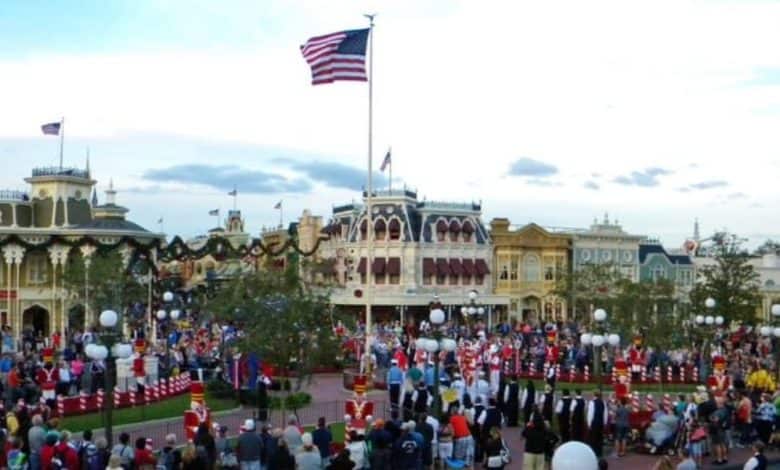 The flag retreat in Magic Kingdom at Walt Disney World Resort.