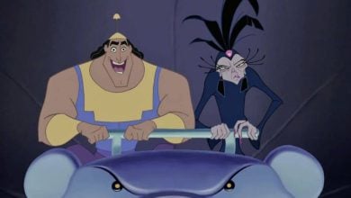 Kronk and Yzma ride rollercoaster in Disney's 'Emperor's New groove' movie