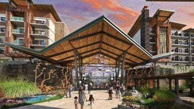 Concept art for Disney's Lakeshore Lodge, a Disney living experience opening in 2027.