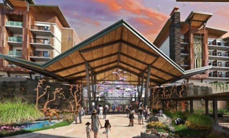 Concept art for Disney's Lakeshore Lodge, a Disney living experience opening in 2027.