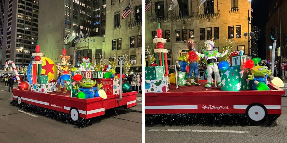 The 'Toy Story' float in the Magnificent Mile Lights Festival Parade