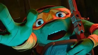 Michelangelo reaching out in 'Mutant Mayhem'