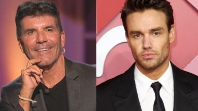 Two dapper guests on the Oscars red carpet—one grinning with a hand on his chin, the other posing with a calm smile.