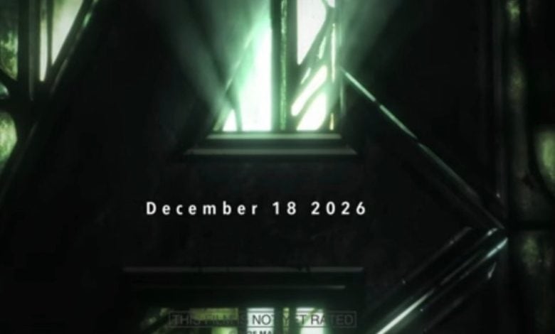 glowing green Avengers: Doomsday logo with release date December 18, 2026