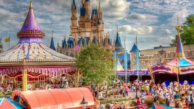 Fantasyland at Magic Kingdom Park, on a busy day.